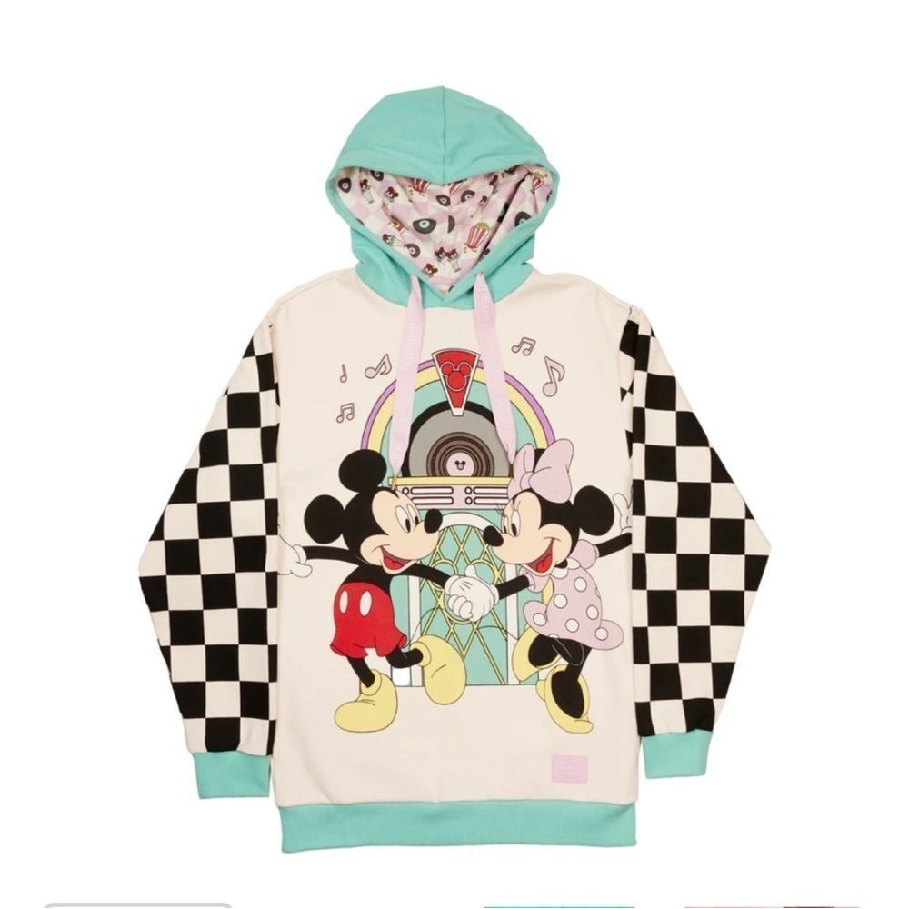 Disney Loungefly Date Night Diner Jukebox Mickey Minnie Mouse Sweatshirt Hoodie